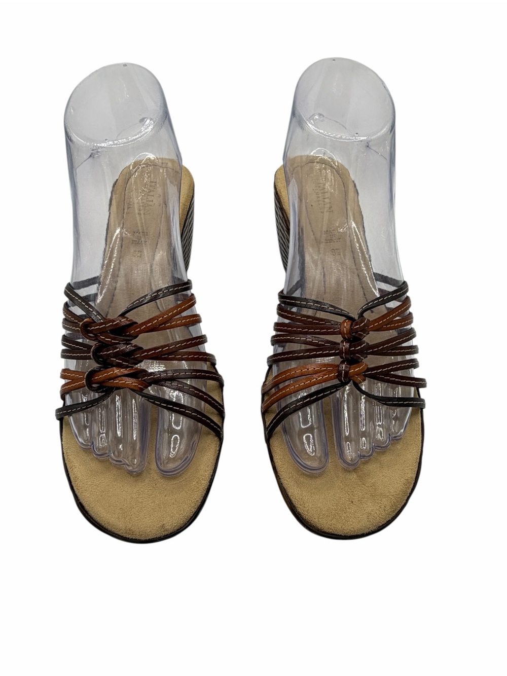 Italian Shoemakers Brown and Black Multi-Strap Slide Sandals - Size 8.5